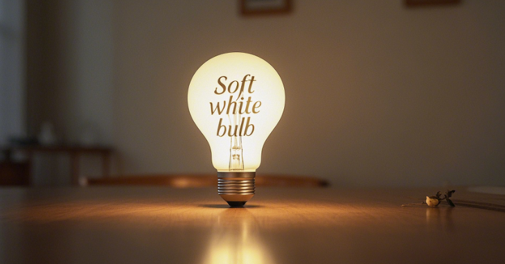 Different types of soft white light bulbs