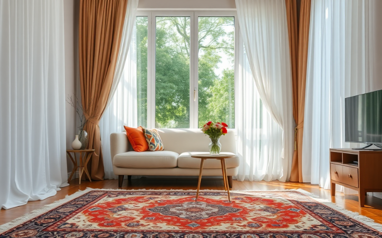 Stylish rugs and curtains